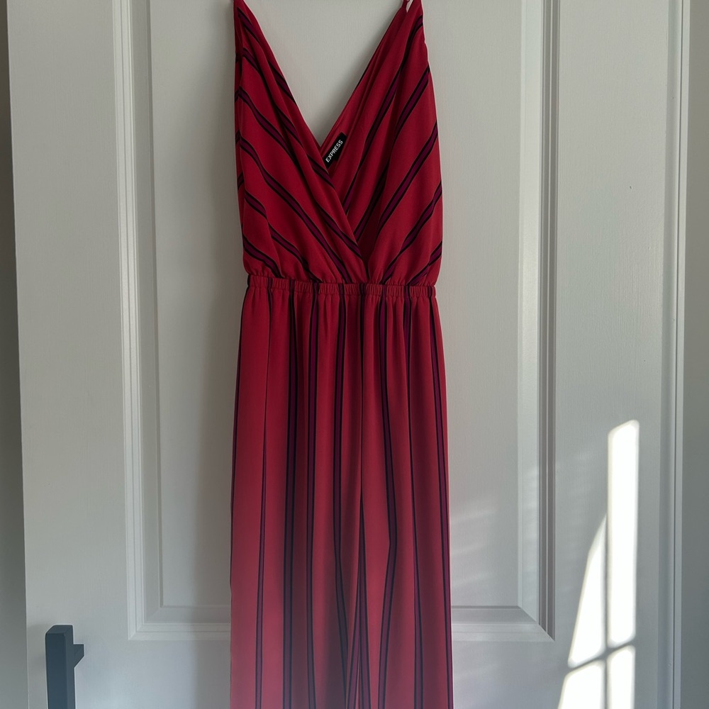 Pink stripe jumpsuit brand express size small, never worn